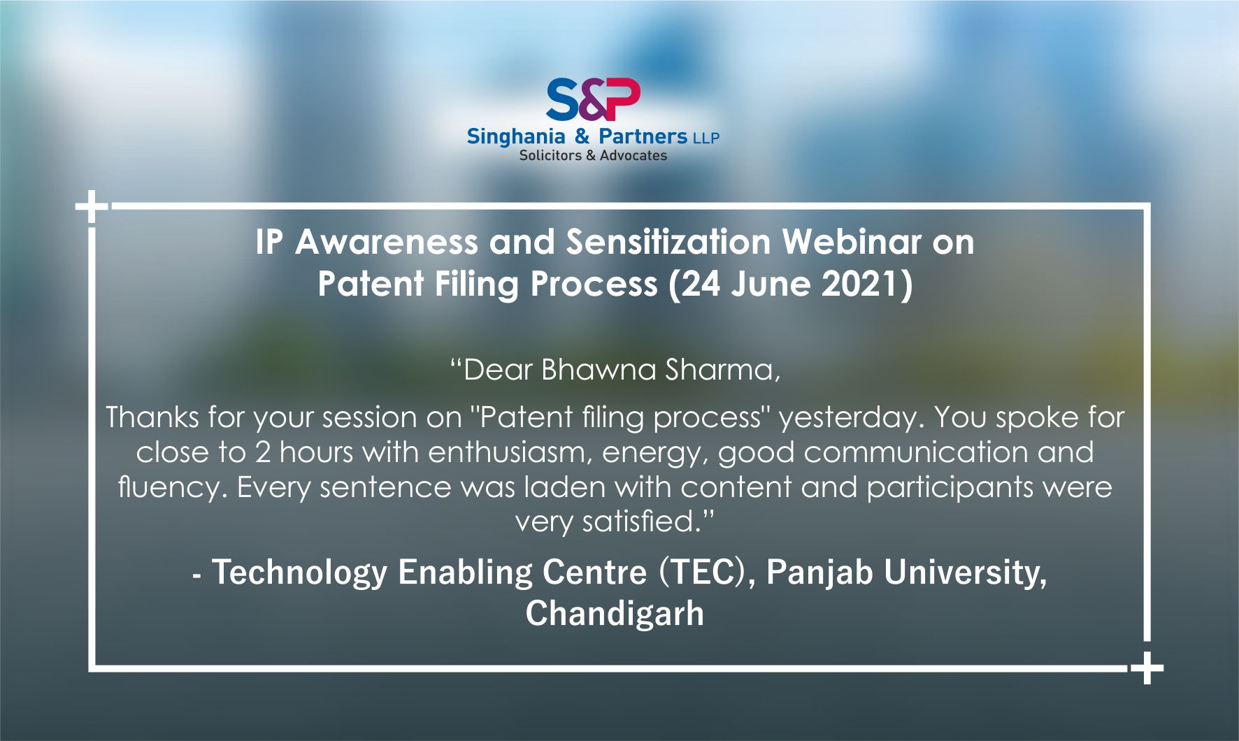 Webinar on Process of Patent Filing