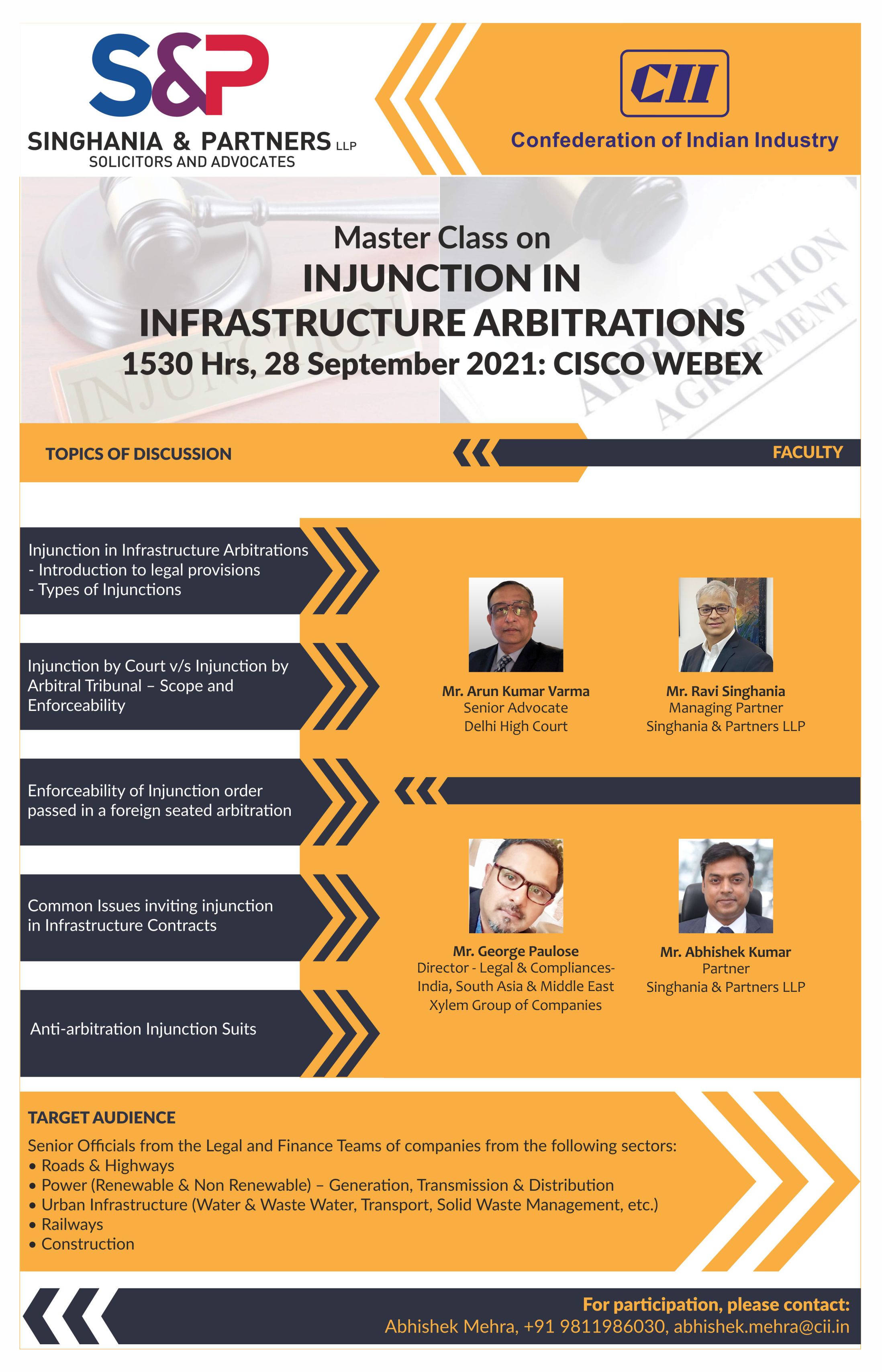 Master Class on 'Injunction in Infrastructure Arbitration